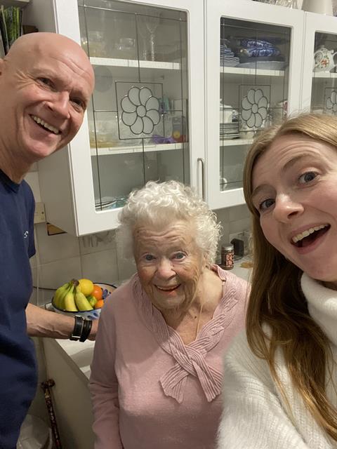Georgie Davies with dad and grandma